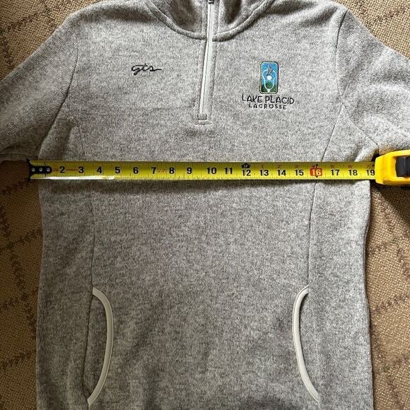 GTS Heather gray sweater fleece pullover 1/4 zip with kangaroo front pocket M - Picture 12 of 14